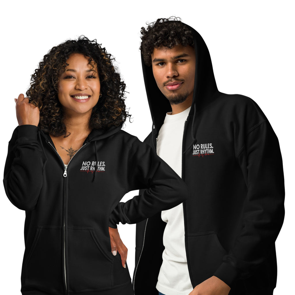 NO RULES. JUST RHYTHM. Heavy Blend Zip Hoodie – Built for Movement. Made to Break Molds.