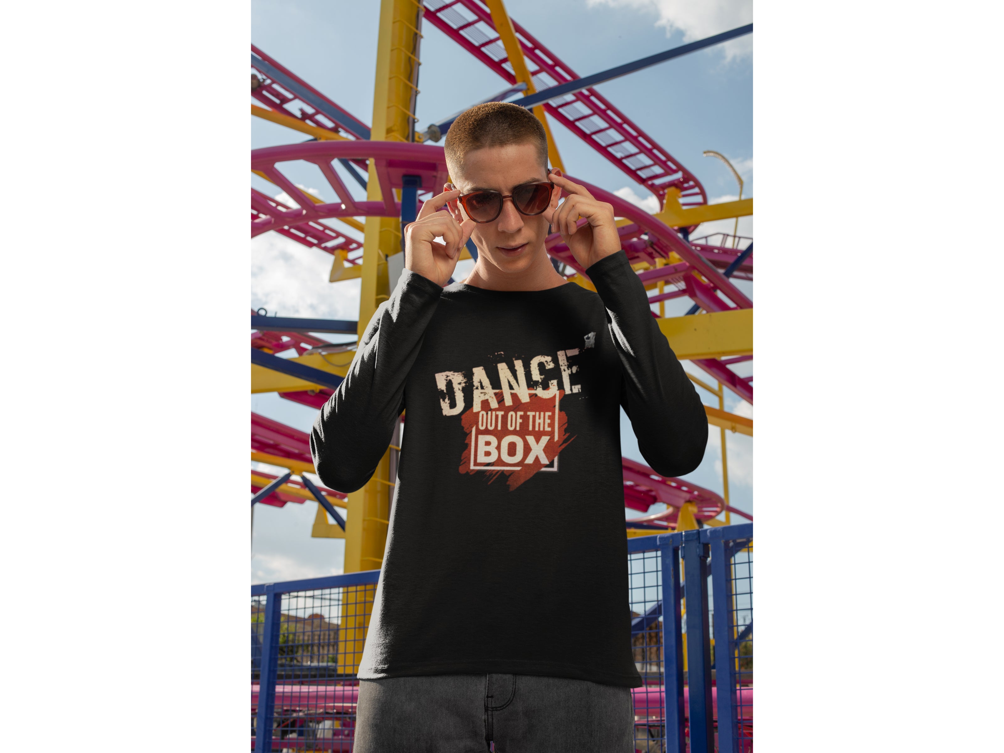 DANCE OUT OF THE BOX - Long Sleeve Fitted Crew T-Shirt ( dance shirt, dance long sleeve, dancewear, dance gifts, dance apparel ) - LikeDancers